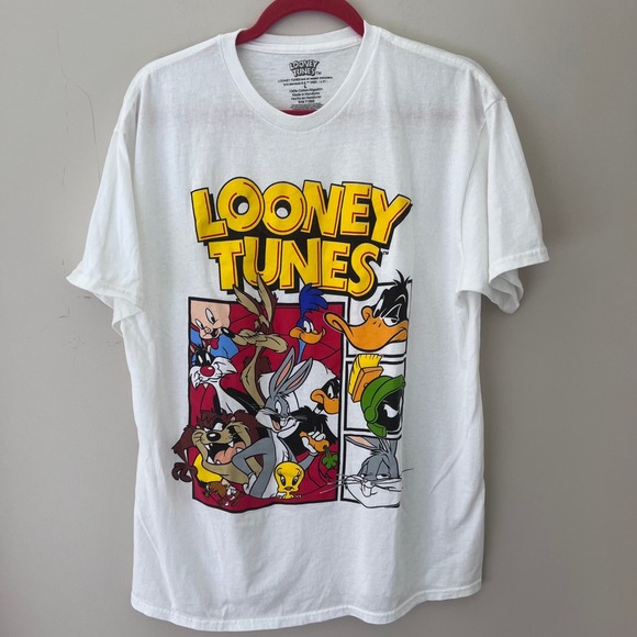 Looney Tunes Graphic T-Shirt Cartoon Character‎ Tee White Cotton L - Picture 1 of 5